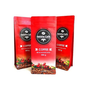 Custom Printed Coffee Beans Packaging Flat Bottom Coffee Bags With Valve