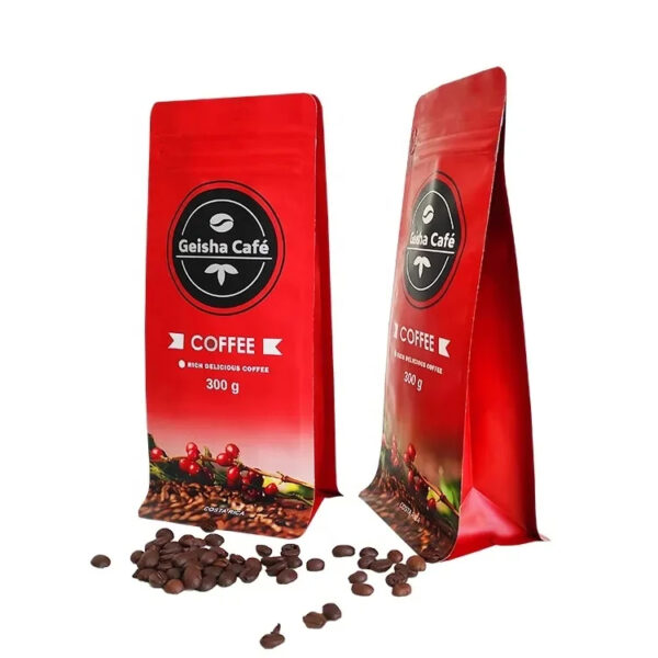 Custom Printed Coffee Beans Packaging Flat Bottom Coffee Bags With Valve - Image 2