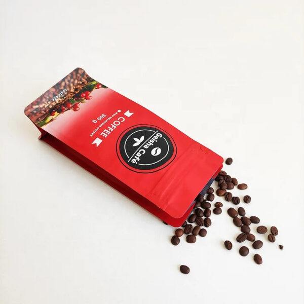 Custom Printed Coffee Beans Packaging Flat Bottom Coffee Bags With Valve - Image 3