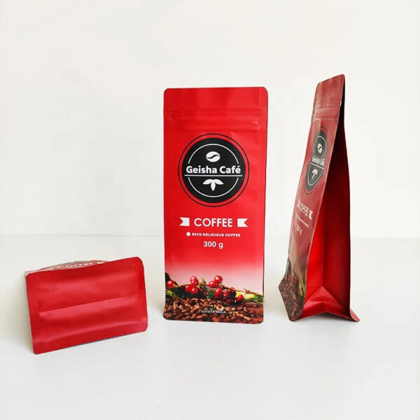 Custom Printed Coffee Beans Packaging Flat Bottom Coffee Bags With Valve - Image 5